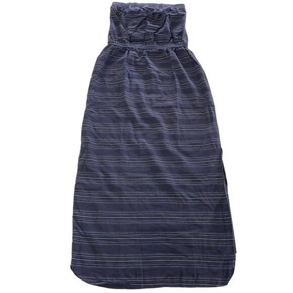 Theory Dress Womens 00‎ Blue Bramnen Stripe Slit Side Strapless Maxi Cotton - Picture 1 of 8